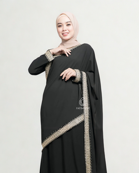 Exclusive Turkey Abaya – Elegant Jersey & Ceruti with Embroidery Details by Fatimaah
