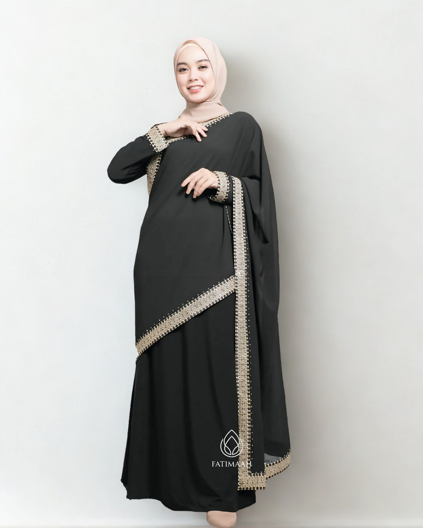 Exclusive Turkey Abaya – Elegant Jersey & Ceruti with Embroidery Details by Fatimaah