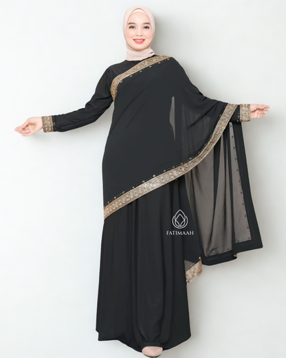 Exclusive Turkey Abaya – Elegant Jersey & Ceruti with Embroidery Details by Fatimaah