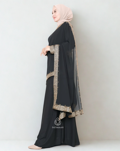 Exclusive Turkey Abaya – Elegant Jersey & Ceruti with Embroidery Details by Fatimaah