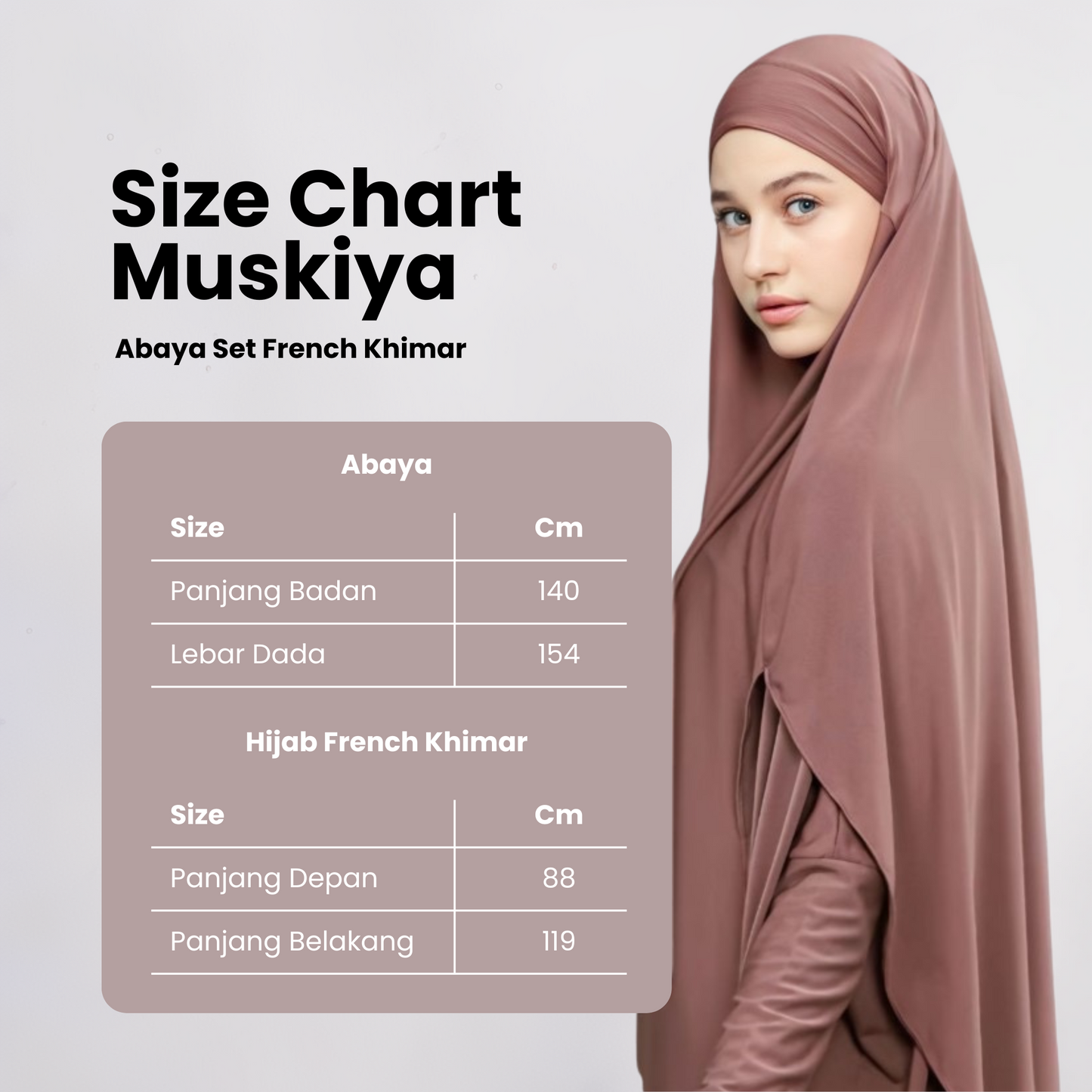 Muskiya Abaya Set Hijab French Khimar Syar'i