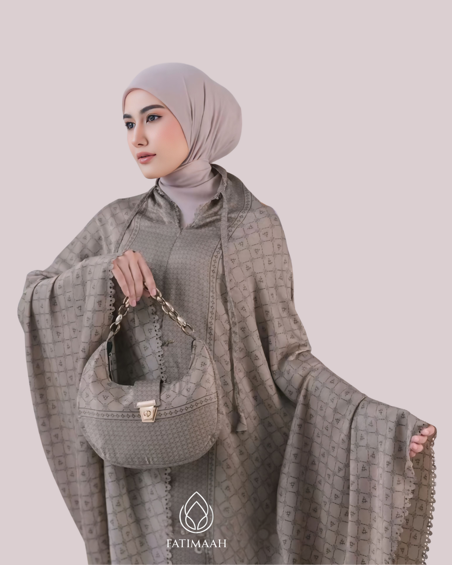 Saffiya Telekung Set – Premium Santorini Silk with Exclusive Pouch