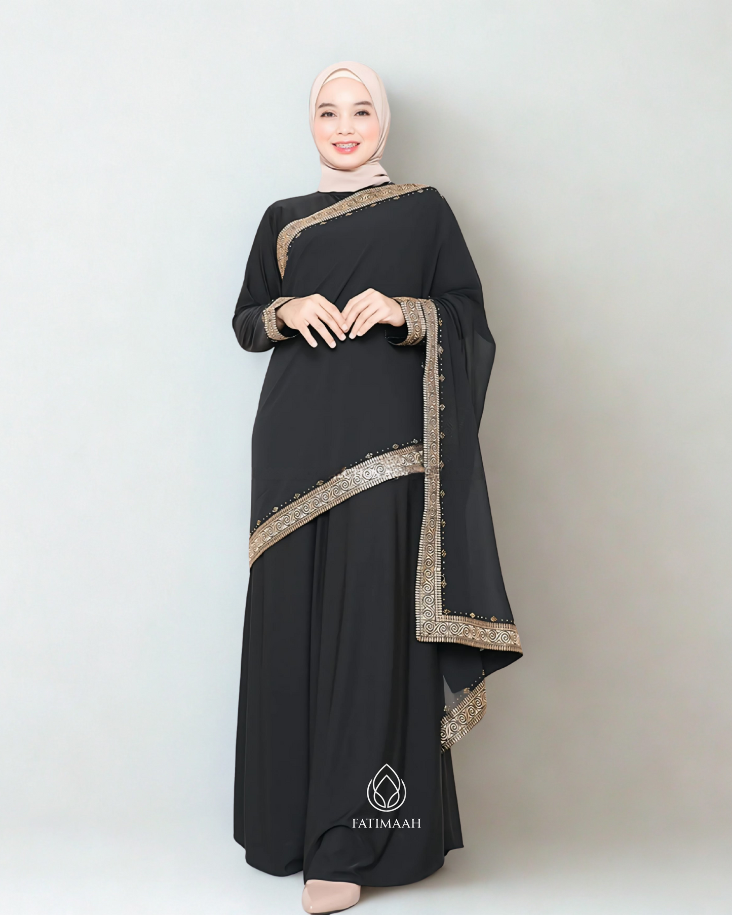 Exclusive Turkey Abaya – Elegant Jersey & Ceruti with Embroidery Details by Fatimaah